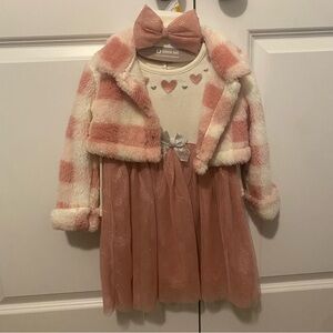 Startup Kids Pink&White Plaid Jacket 3pc Set w/ Dress Headband NWT Size 3T